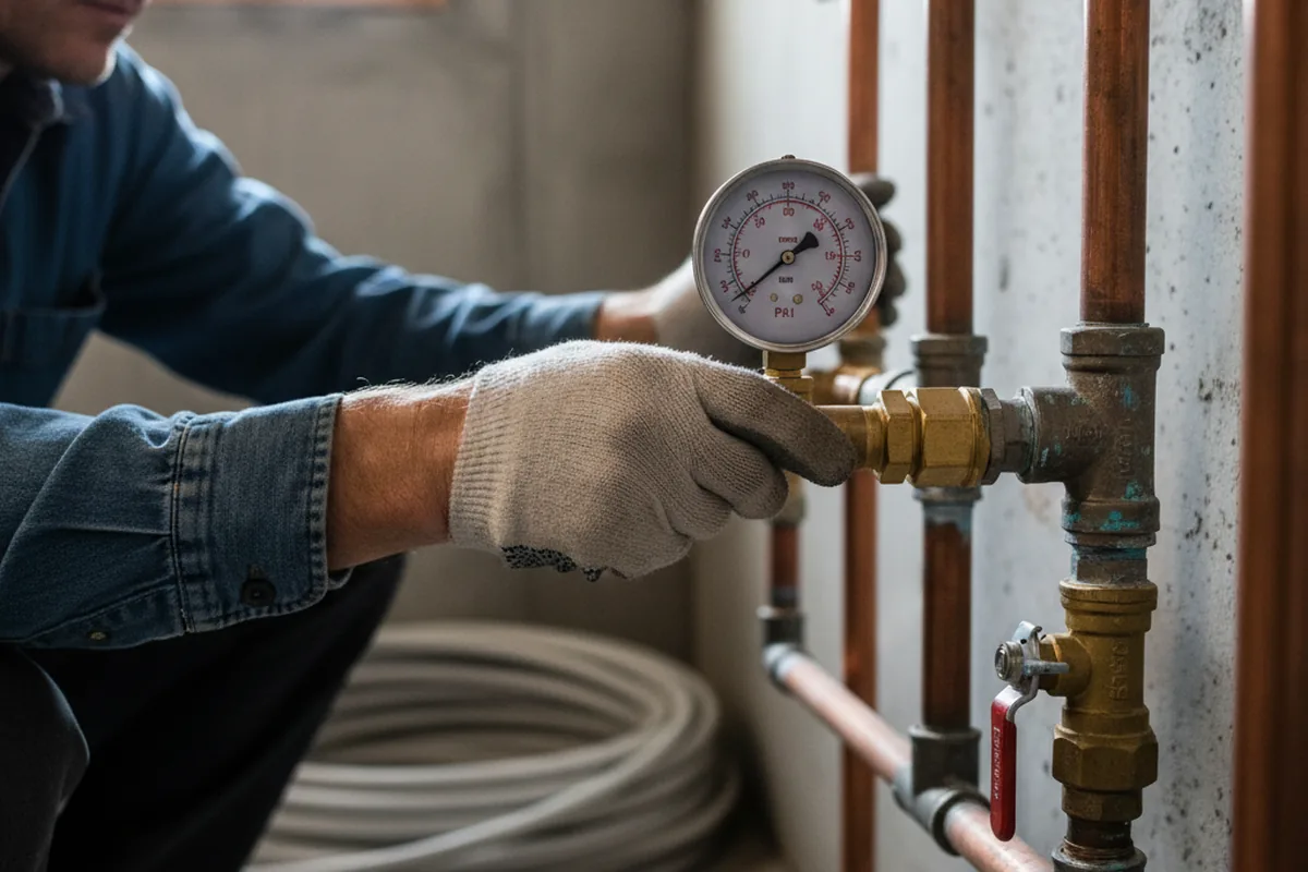 Pressure testing a repaired line during Water Line Repair in Southmont